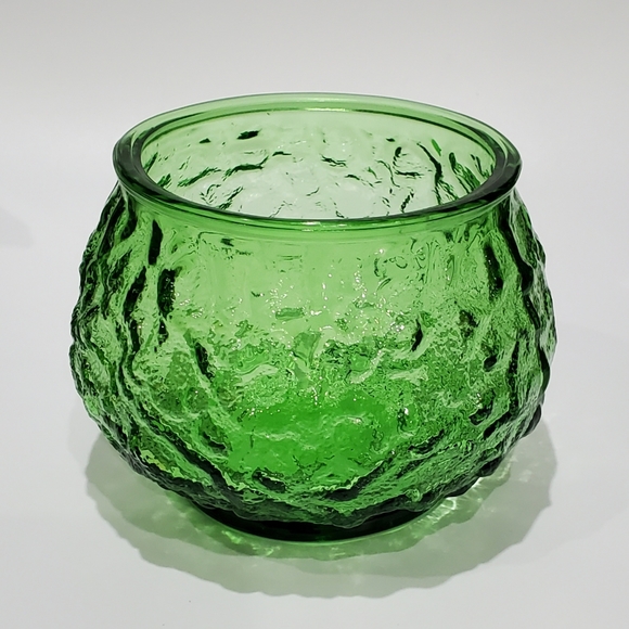 Vntg E.O. Brody Green Textured Glass Squat Vase made in Cleveland Ohio - Picture 14 of 14
